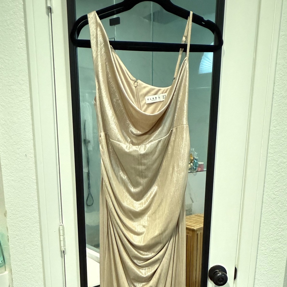 Club L London Maternity Gold Shimmer Dress